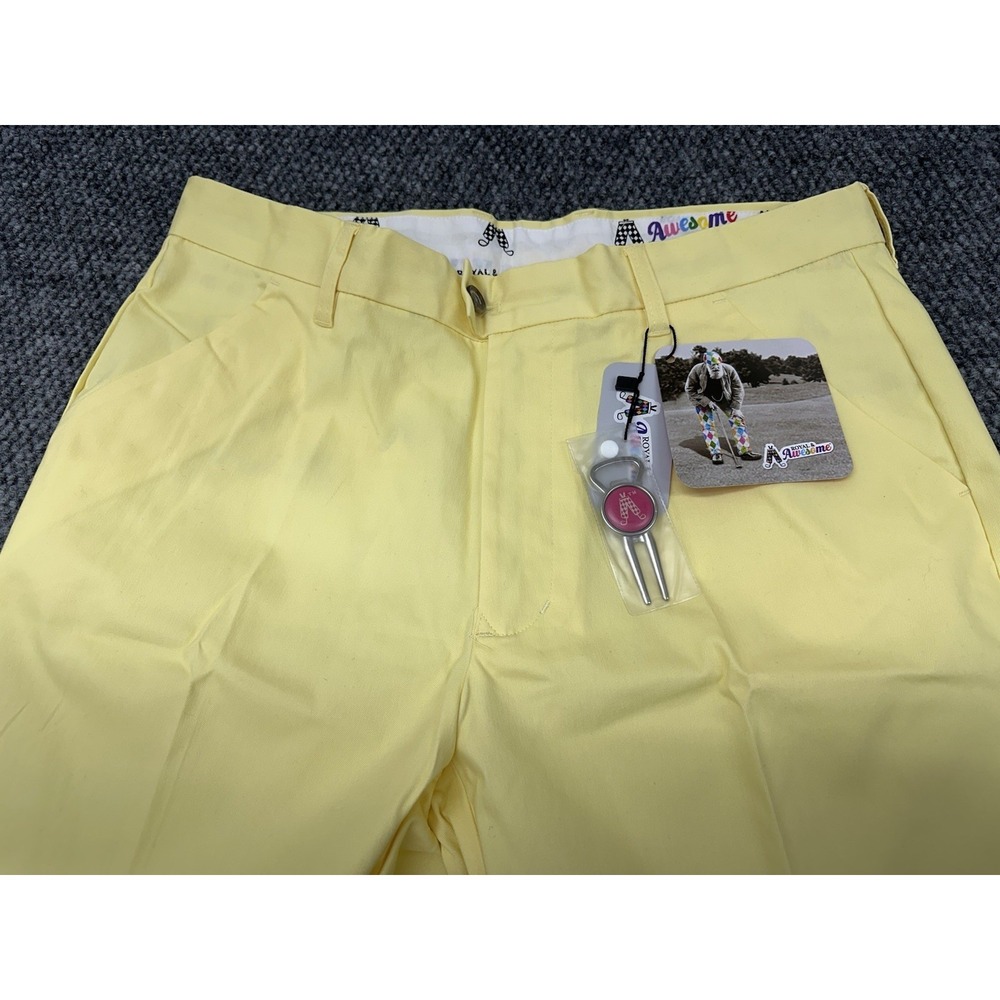 Royal and Awesome Men's 34x30 Golf Pants Trousers Pastel Yellow Stretch - New - Picture 3 of 12
